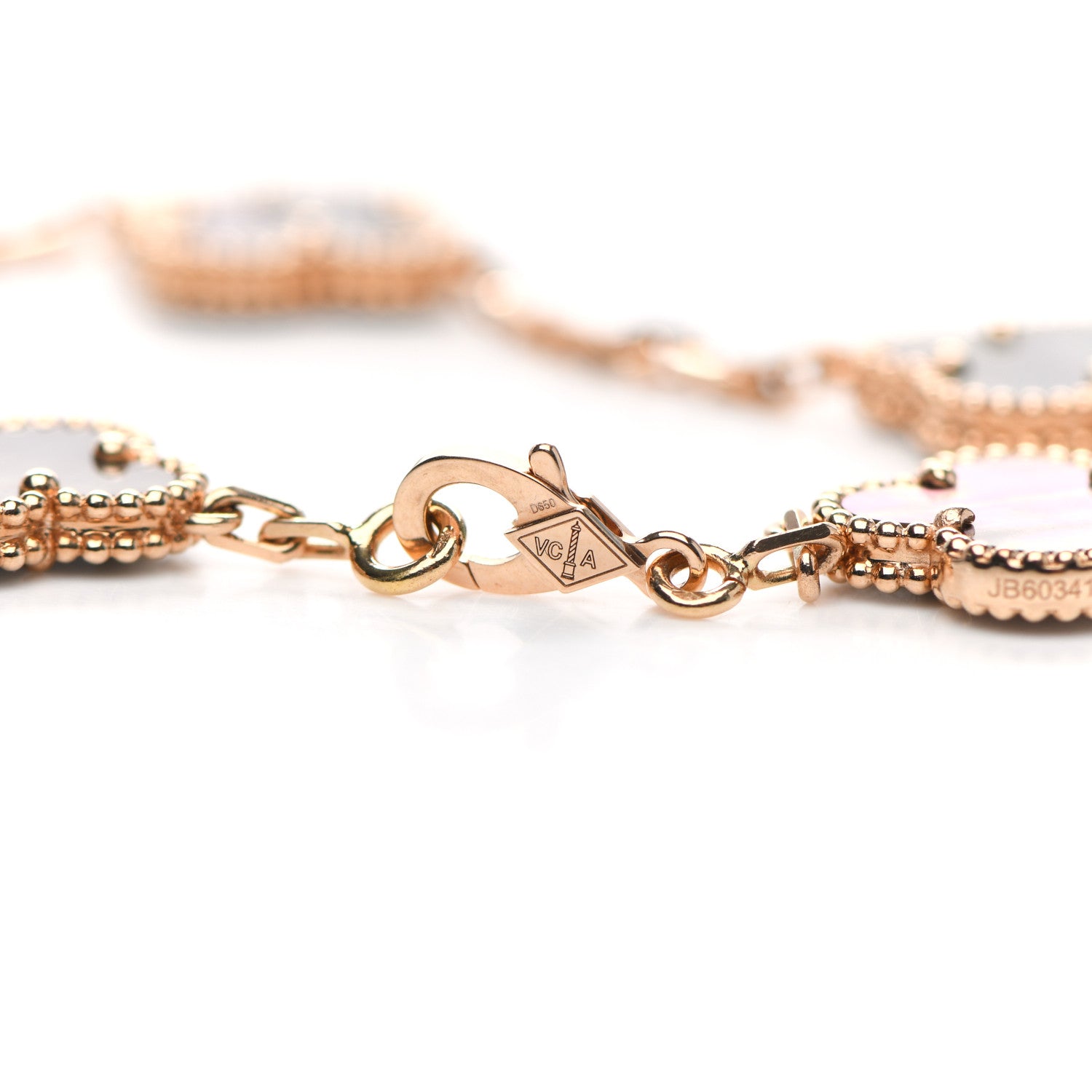 Van Cleef & Arpels 18K Rose Gold Gray Mother of Pearl 5 Motifs Vintage Alhambra Bracelet 4 of 7