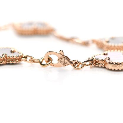 Van Cleef & Arpels 18K Rose Gold Gray Mother of Pearl 5 Motifs Vintage Alhambra Bracelet 4 of 7