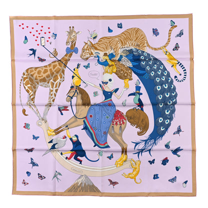 Hermes Silk Story Scarf 90 Rose Nacre Bleu Beige 1 of 3