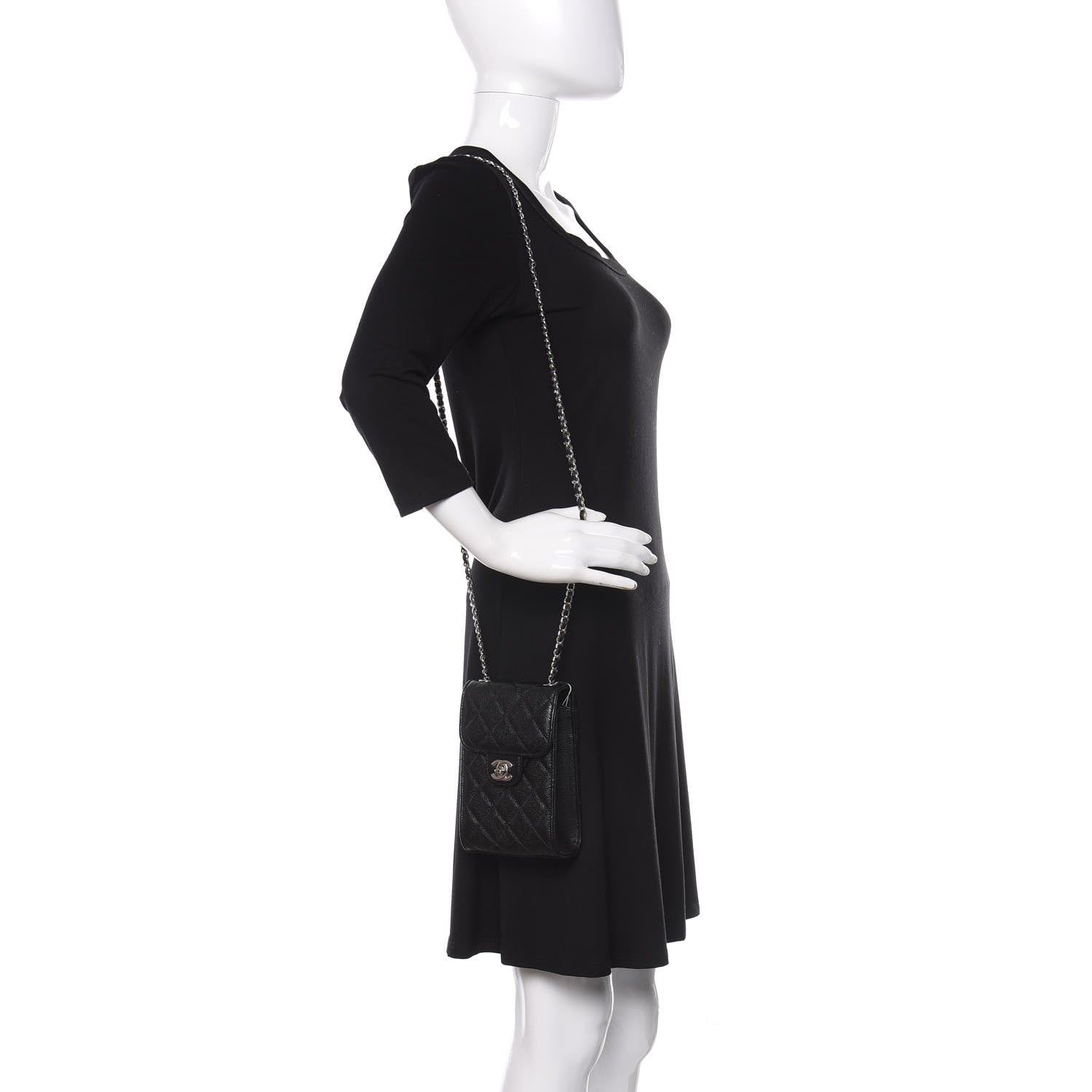 Chanel Caviar Quilted Classic Phone Holder Black 2 of 12
