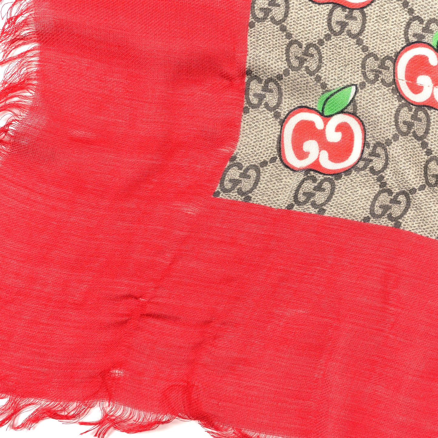 Silk Twill GG Monogram Pomme GG Square Scarf Beige Red