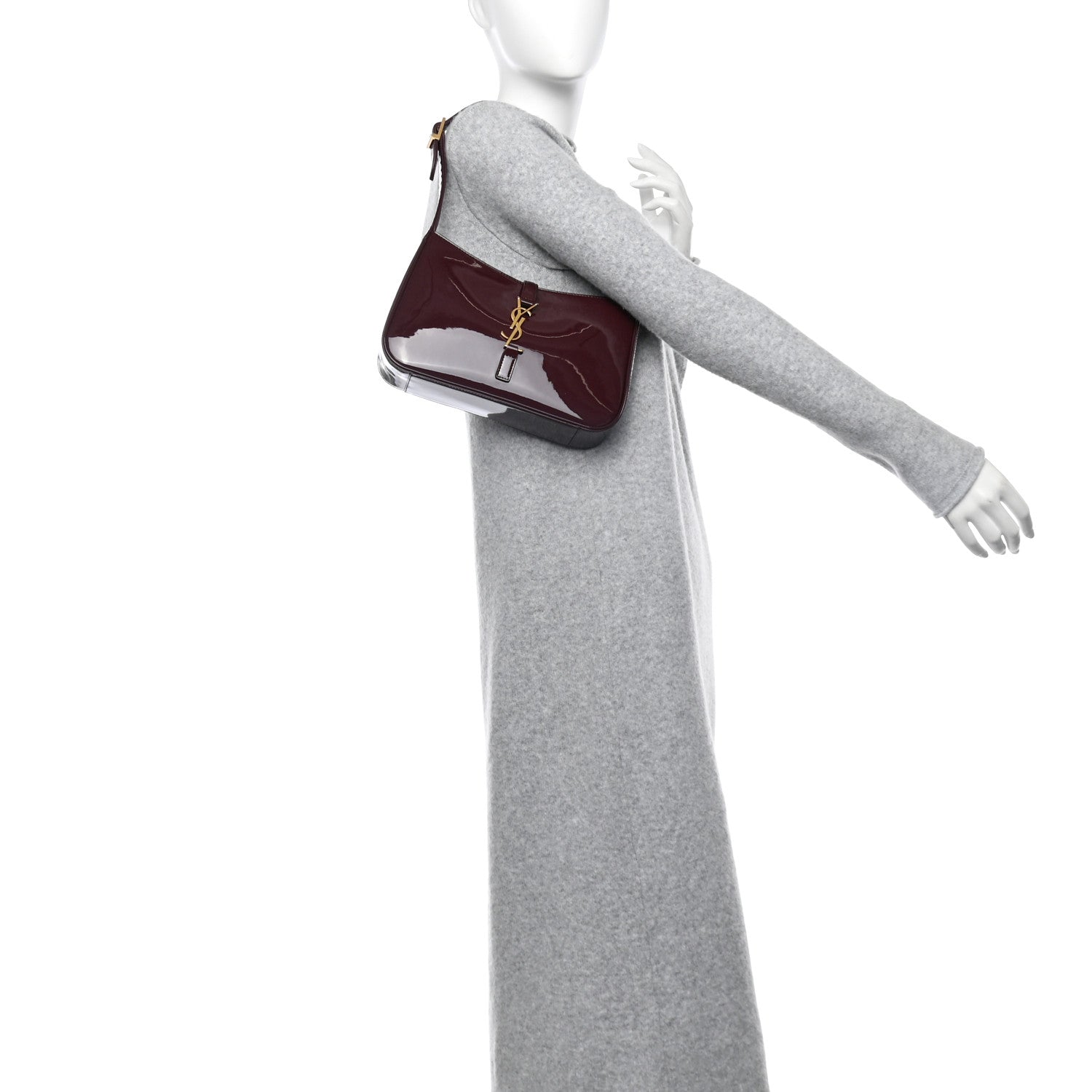 Saint Laurent Patent Le 5 A 7 Hobo Bordeaux 2 of 11