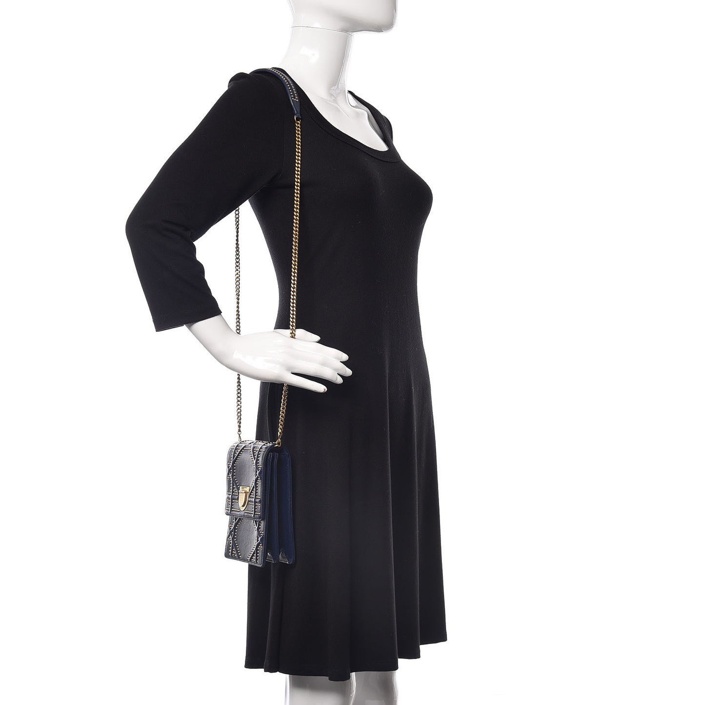 Lambskin Studded Vertical Diorama Indigo