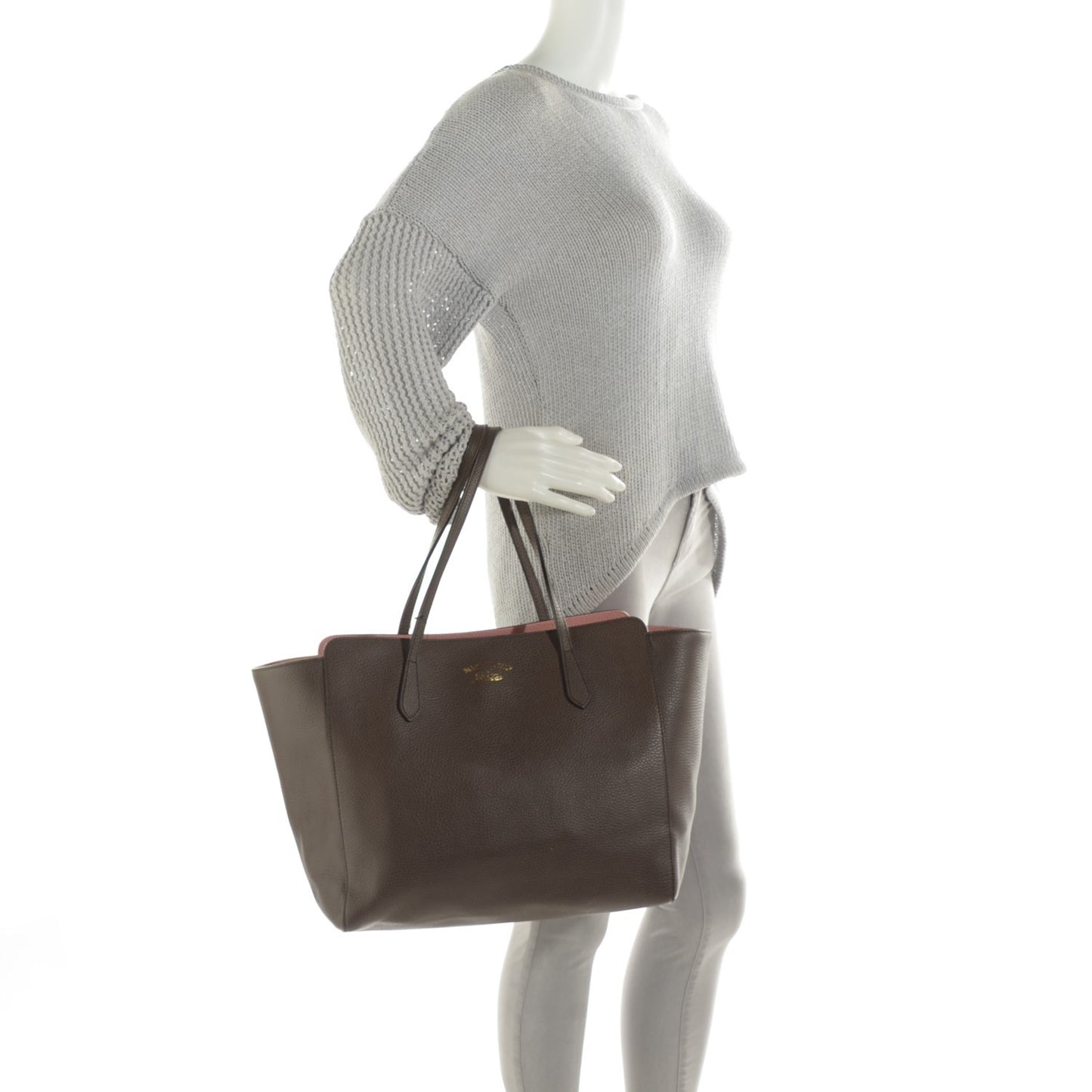 Dollar Calfskin Medium Swing Tote Grey Field Soft Pink