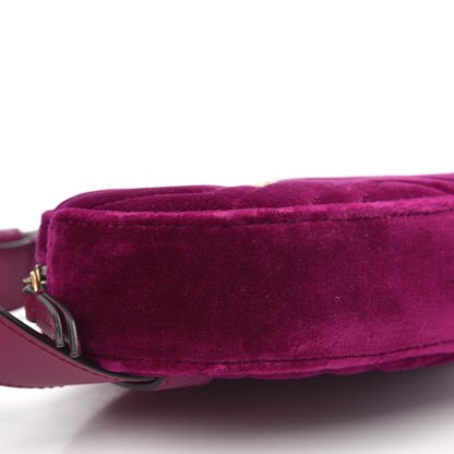 Gucci Velvet Matelasse GG Marmont Belt Bag 85 34 Fuchsia Violet Cyclamen 9 of 11