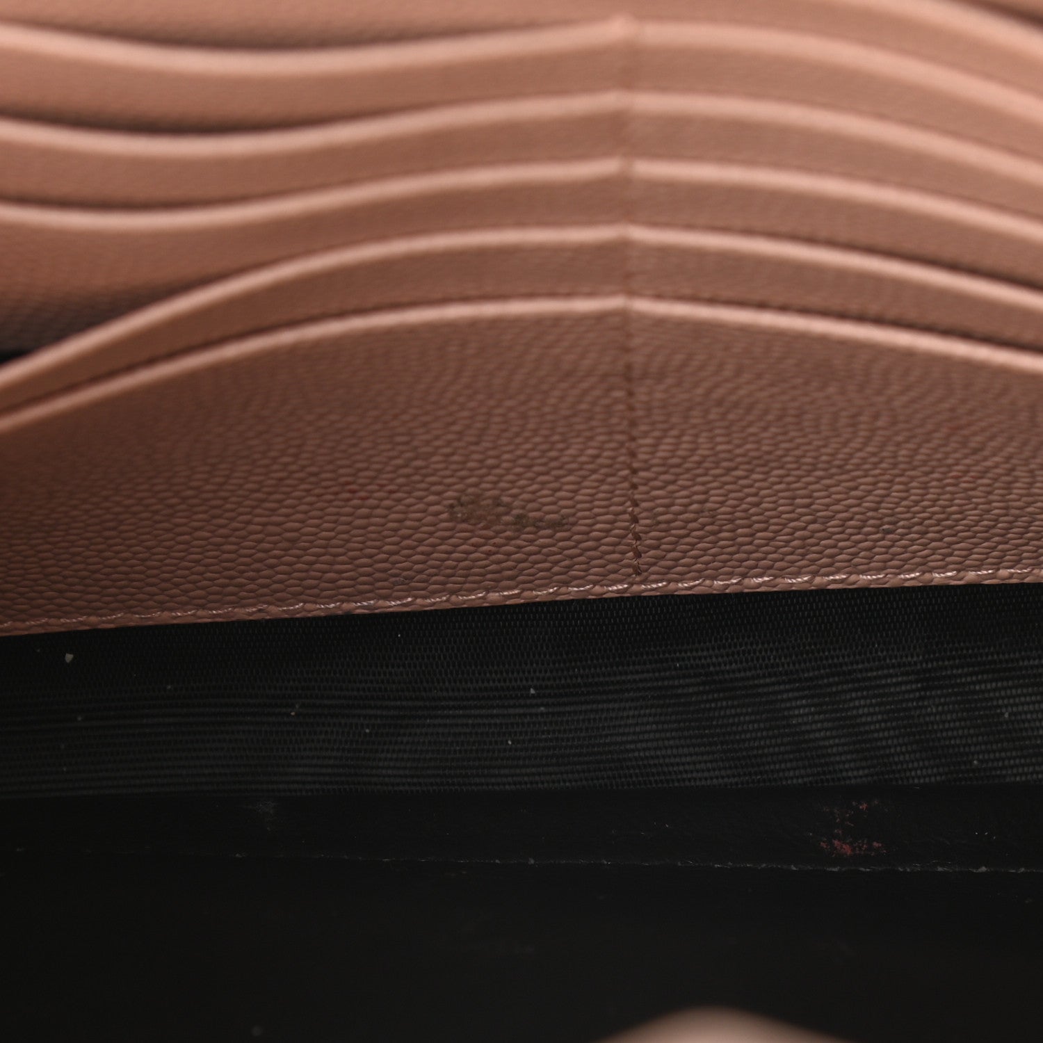 Saint Laurent Grain De Poudre Matelasse Chevron Monogram Chain Wallet Pale Pink 11 of 12
