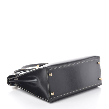 Hermes Veau Grain Lisse Kelly Sellier 32 Black 5 of 33