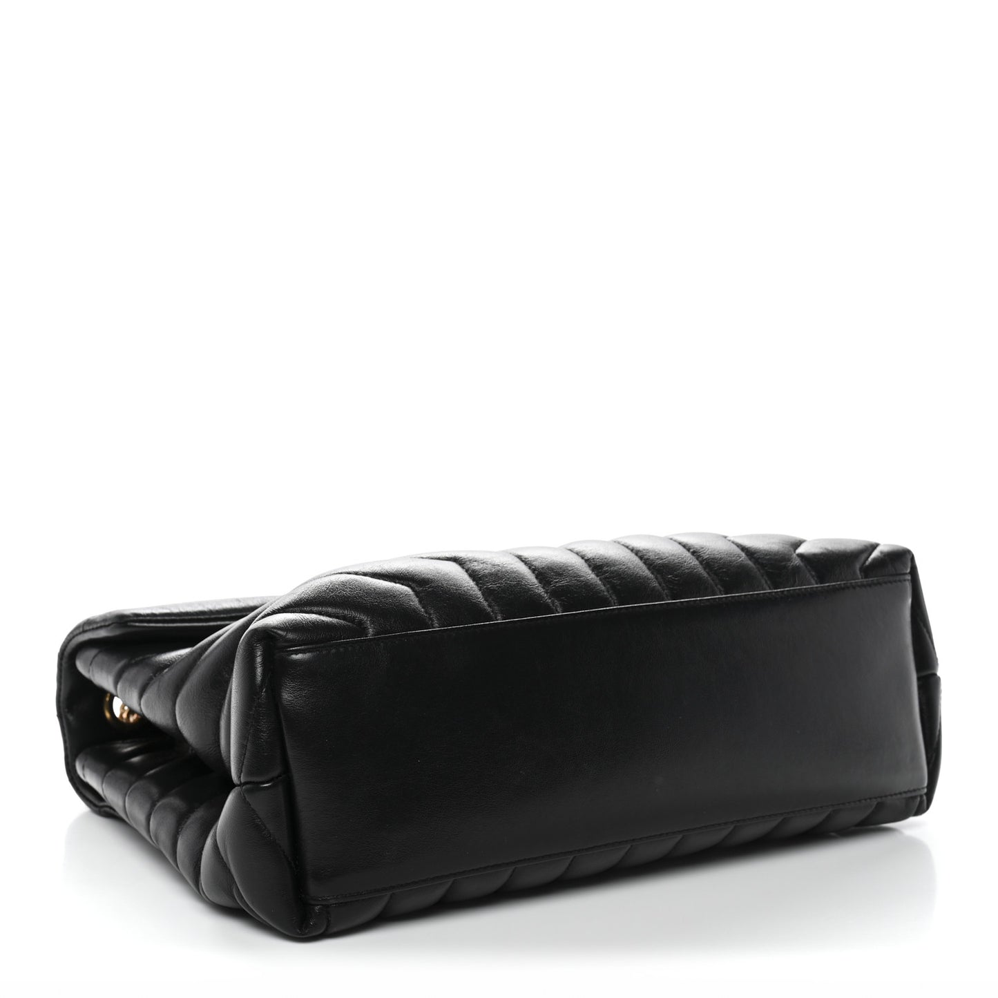 Calfskin Y Quilted Monogram Medium Loulou Chain Satchel Black