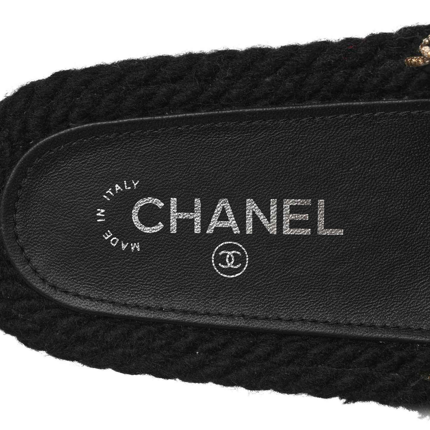 Braided Knit CC Mules 37 Black Gold