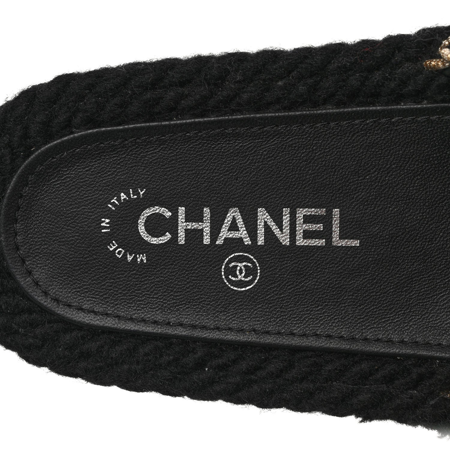 Chanel Braided Knit CC Mules 37 Black Gold 7 of 8