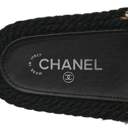 Chanel Braided Knit CC Mules 37 Black Gold 7 of 8