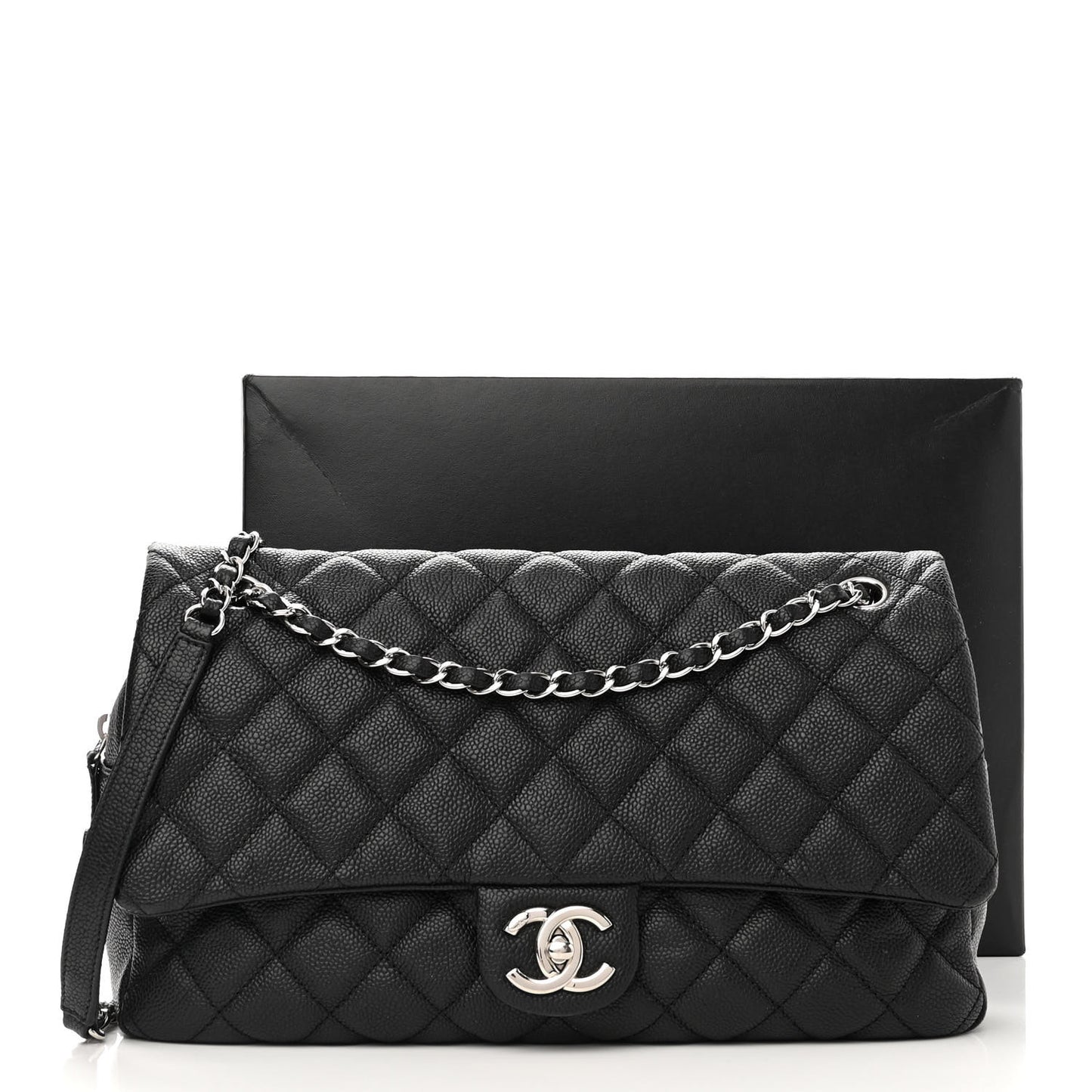 Caviar Quilted Jumbo Easy Flap Black