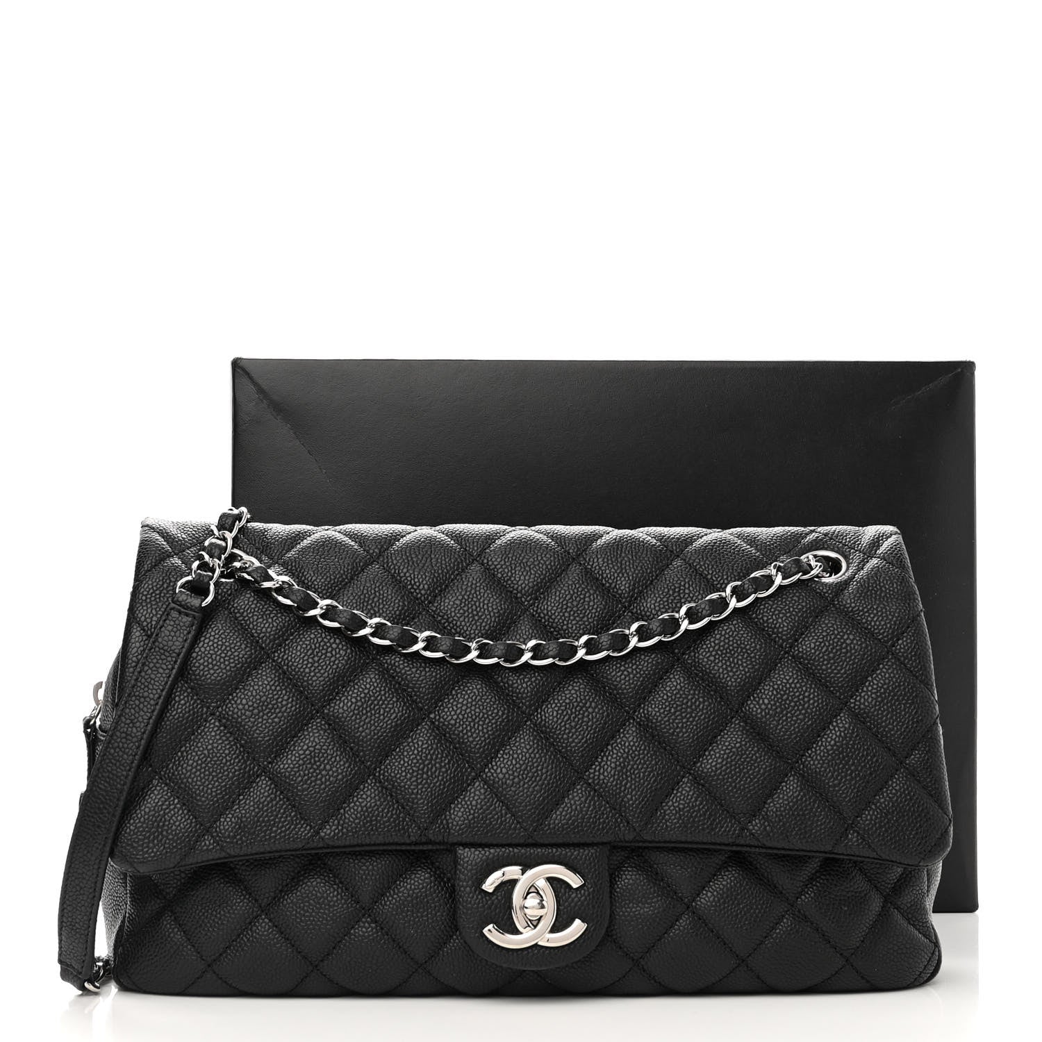 Chanel Caviar Quilted Jumbo Easy Flap Black 12 of 12