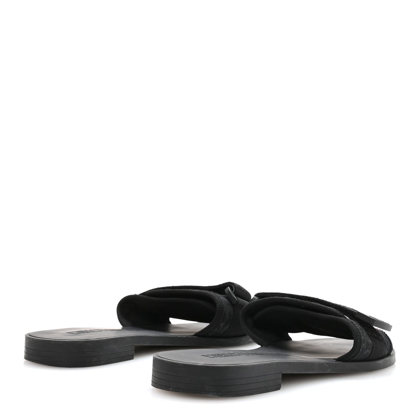 Shiny Technical Fabric Oblique Dio(r)evolution Slide Sandals 39 Black