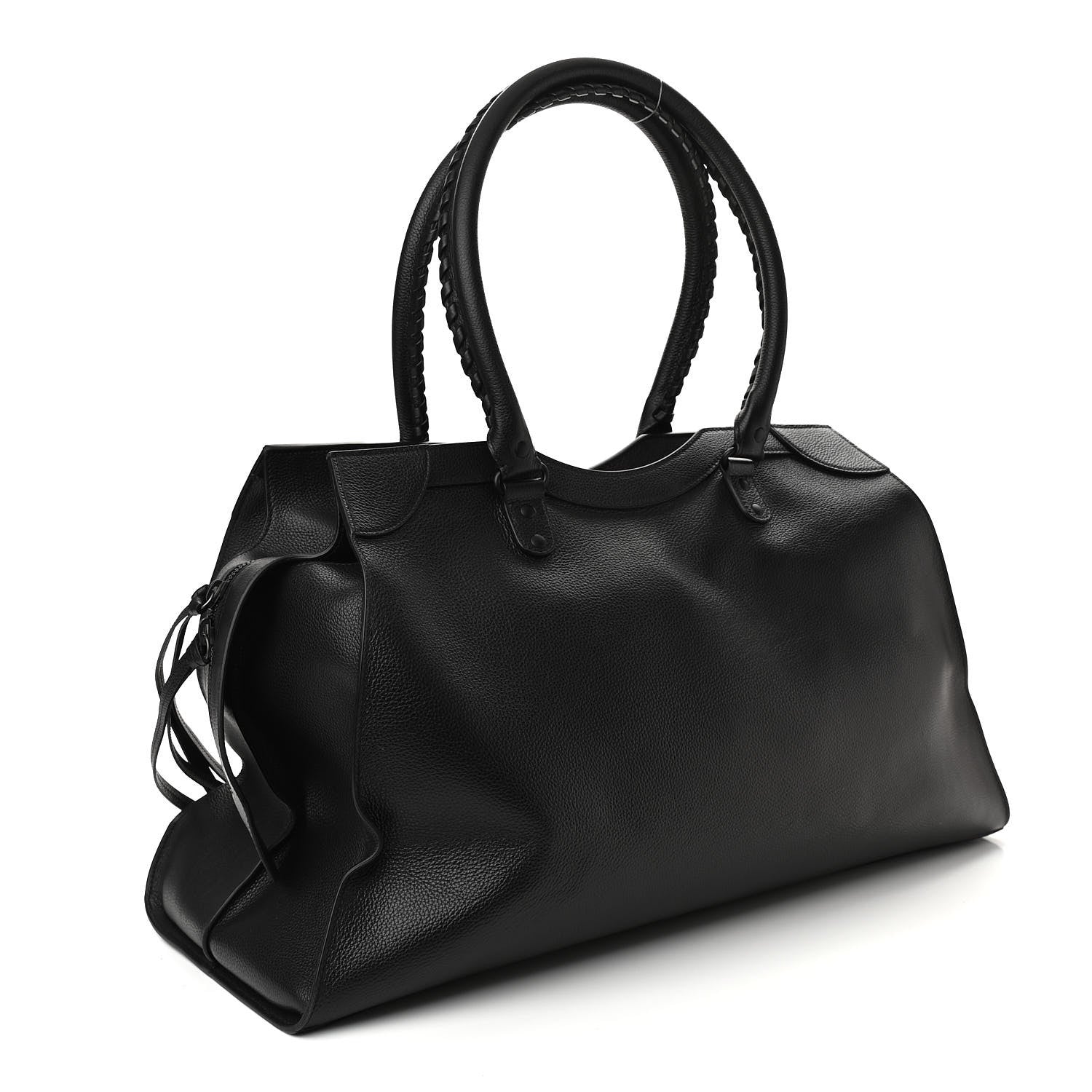 Balenciaga Grained Calfskin Neo Classic Black Hardware Large Top Handle Bag Black 3 of 9