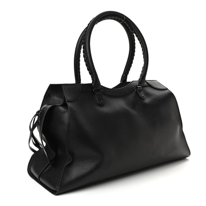 Balenciaga Grained Calfskin Neo Classic Black Hardware Large Top Handle Bag Black 3 of 9