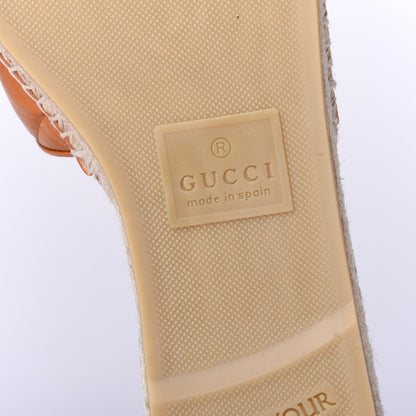 Gucci Nappa Matelasse GG Marmont Espadrille Slide Sandals 39 Cognac 8 of 11