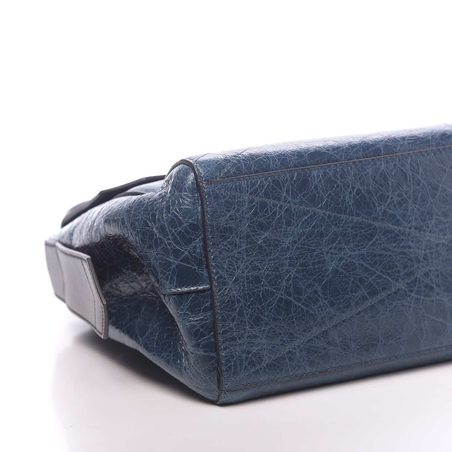 Givenchy Creased Patent Calfskin Medium ID Flap Oil Blue 8 of 9