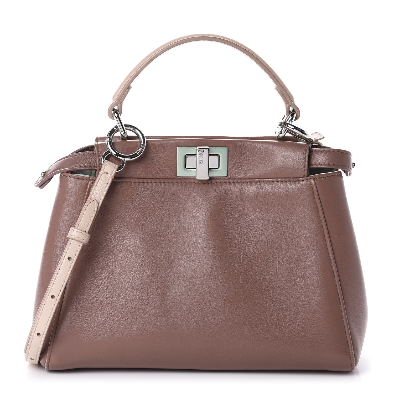 Fendi Nappa Colorblock Mini Peekaboo Iconic Satchel English Rose Plaster Oxigen 1 of 12