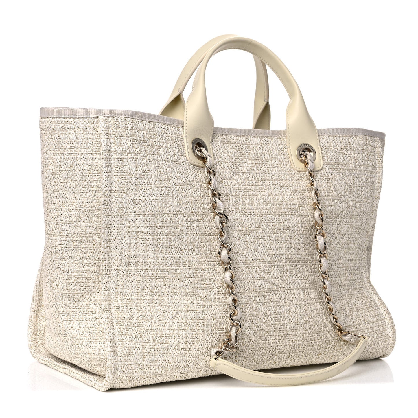 Lurex Boucle Large Deauville Tote Ivory
