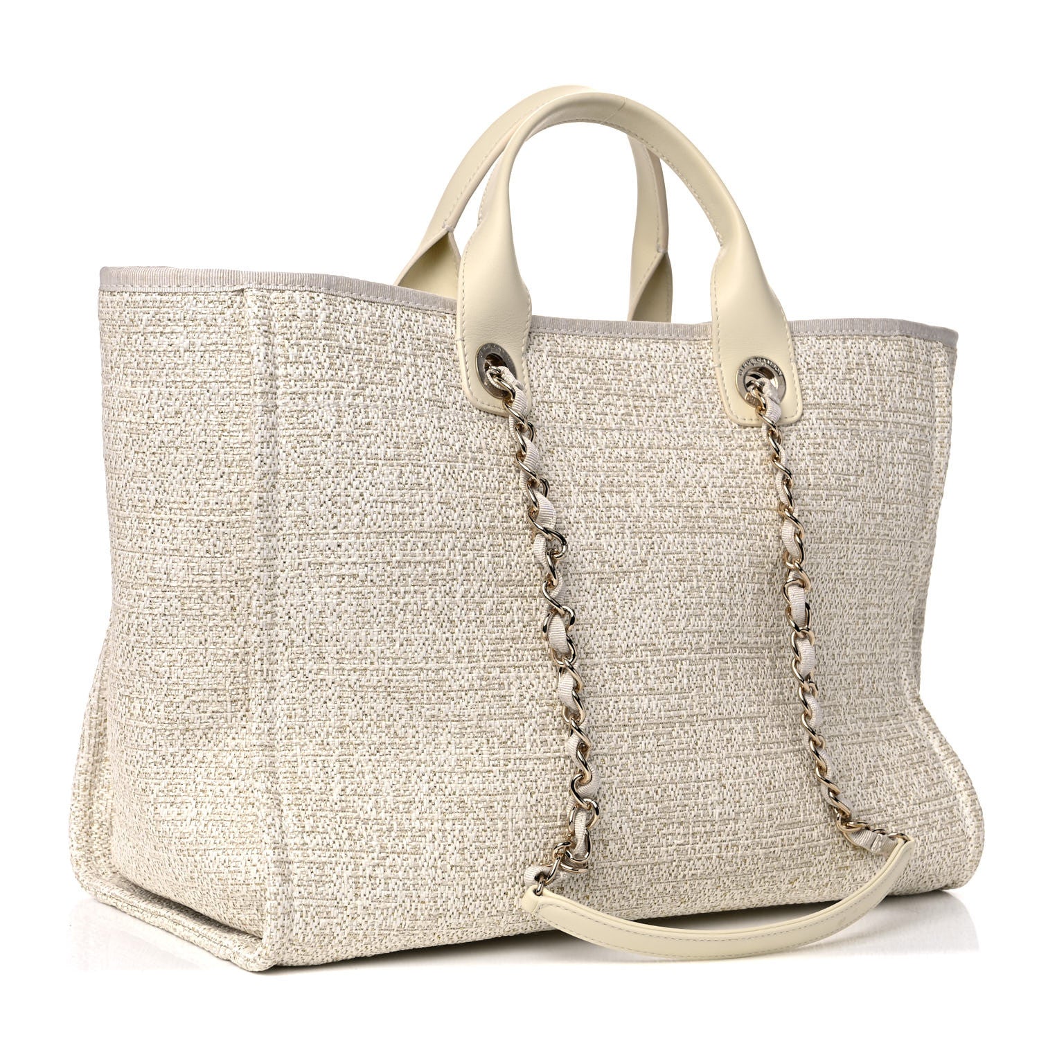 Chanel Lurex Boucle Large Deauville Tote Ivory 3 of 10