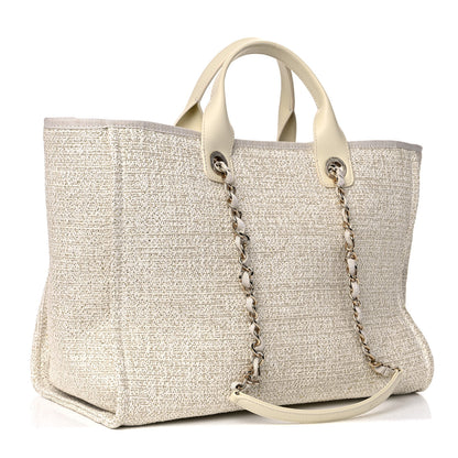 Chanel Lurex Boucle Large Deauville Tote Ivory 3 of 10