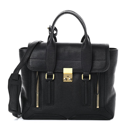 3.1 Phillip Lim Textured Calfskin Medium Pashli Satchel Black 1 of 13