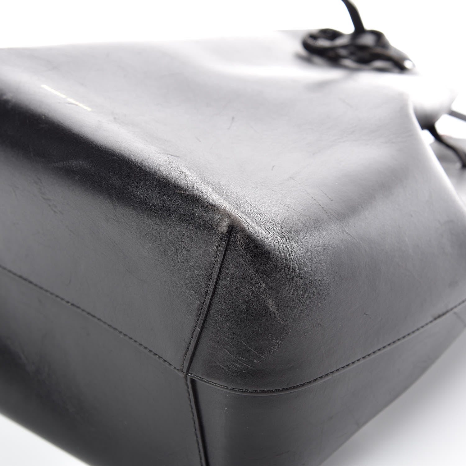 Mansur Gavriel Vegetable Tanned Calfskin Bucket Bag Black Flamma 15 of 16