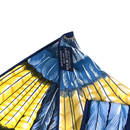 Hermes Silk Brazil Giant Triangle Scarf Bleu Nuit Jaune 2 of 4