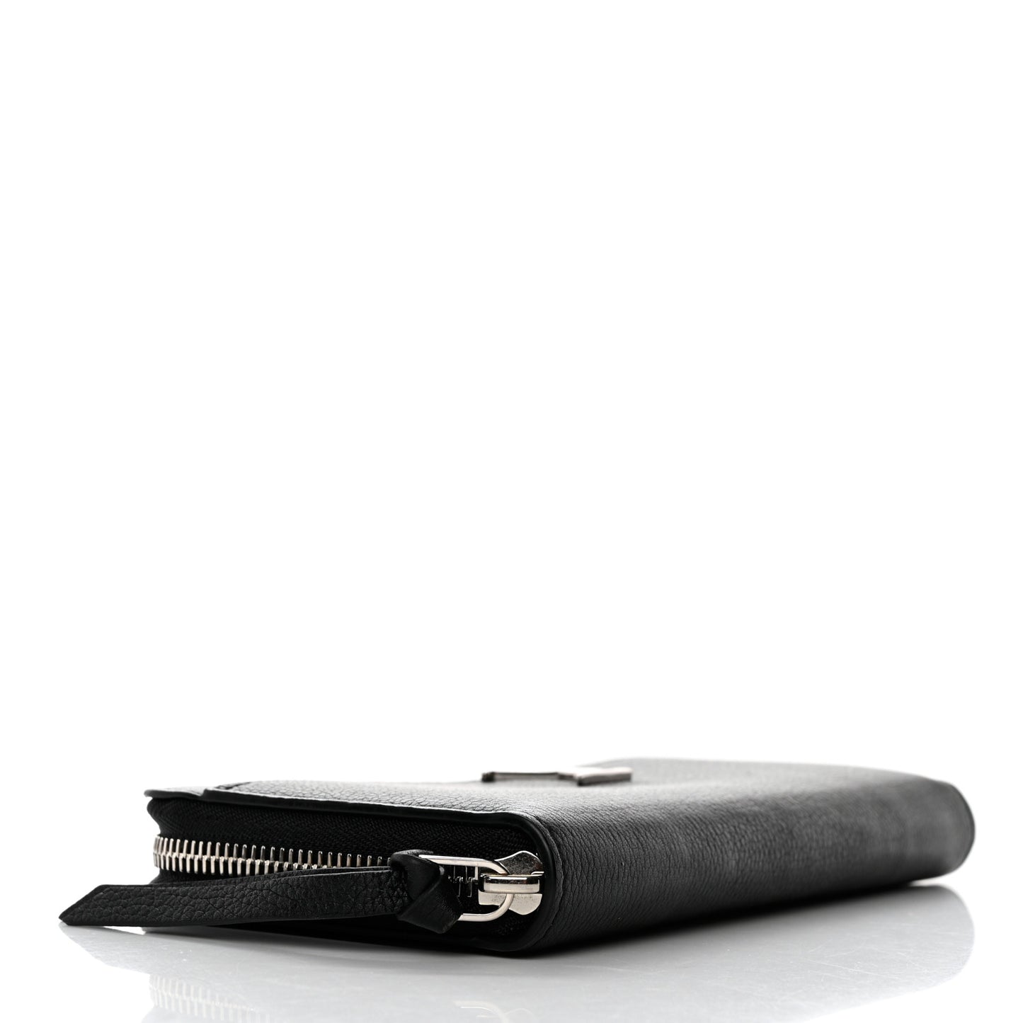 Calfskin Zippy Lockme Wallet Black