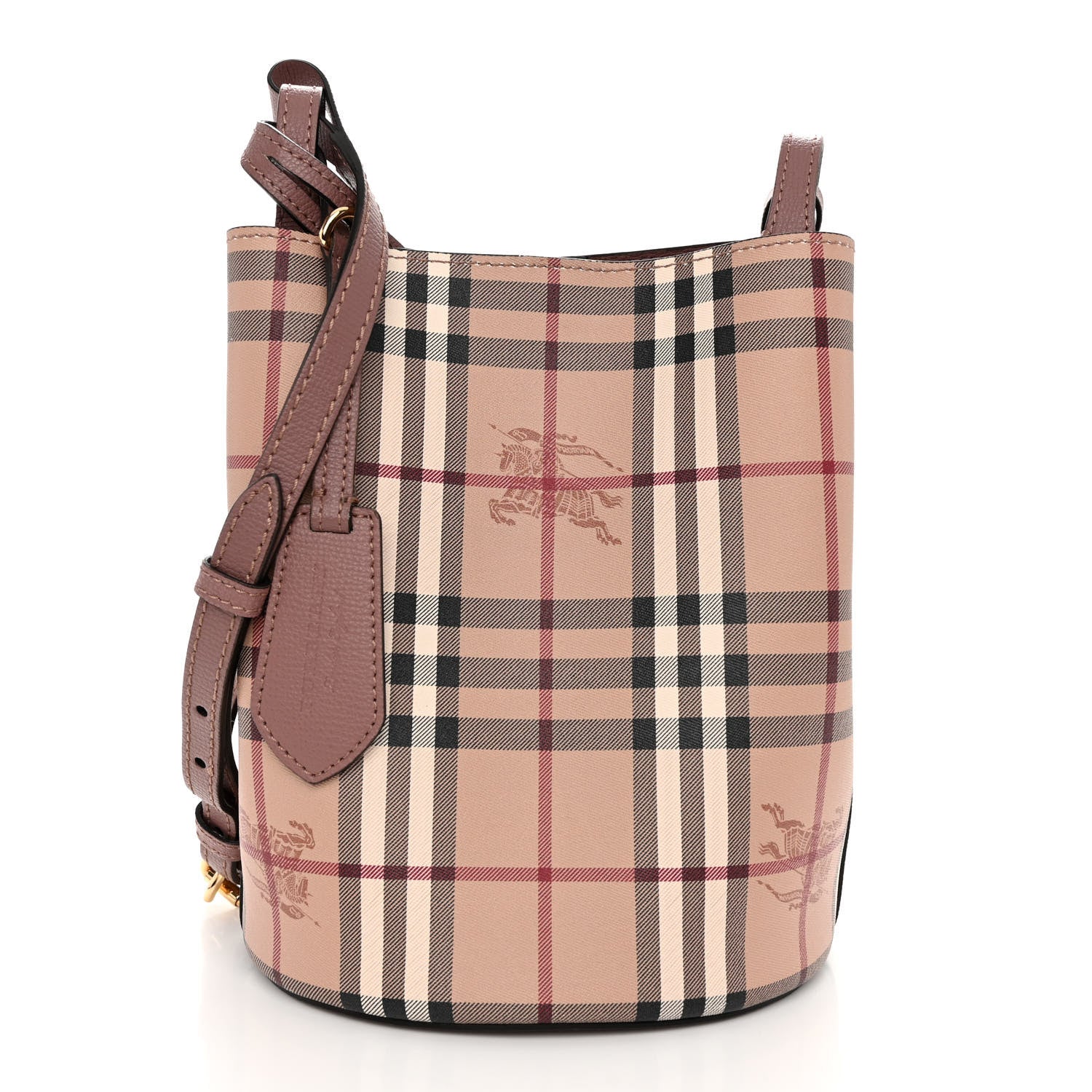 Burberry Haymarket Check Colours Small Lorne Bucket Crossbody Elderberry 1 of 9