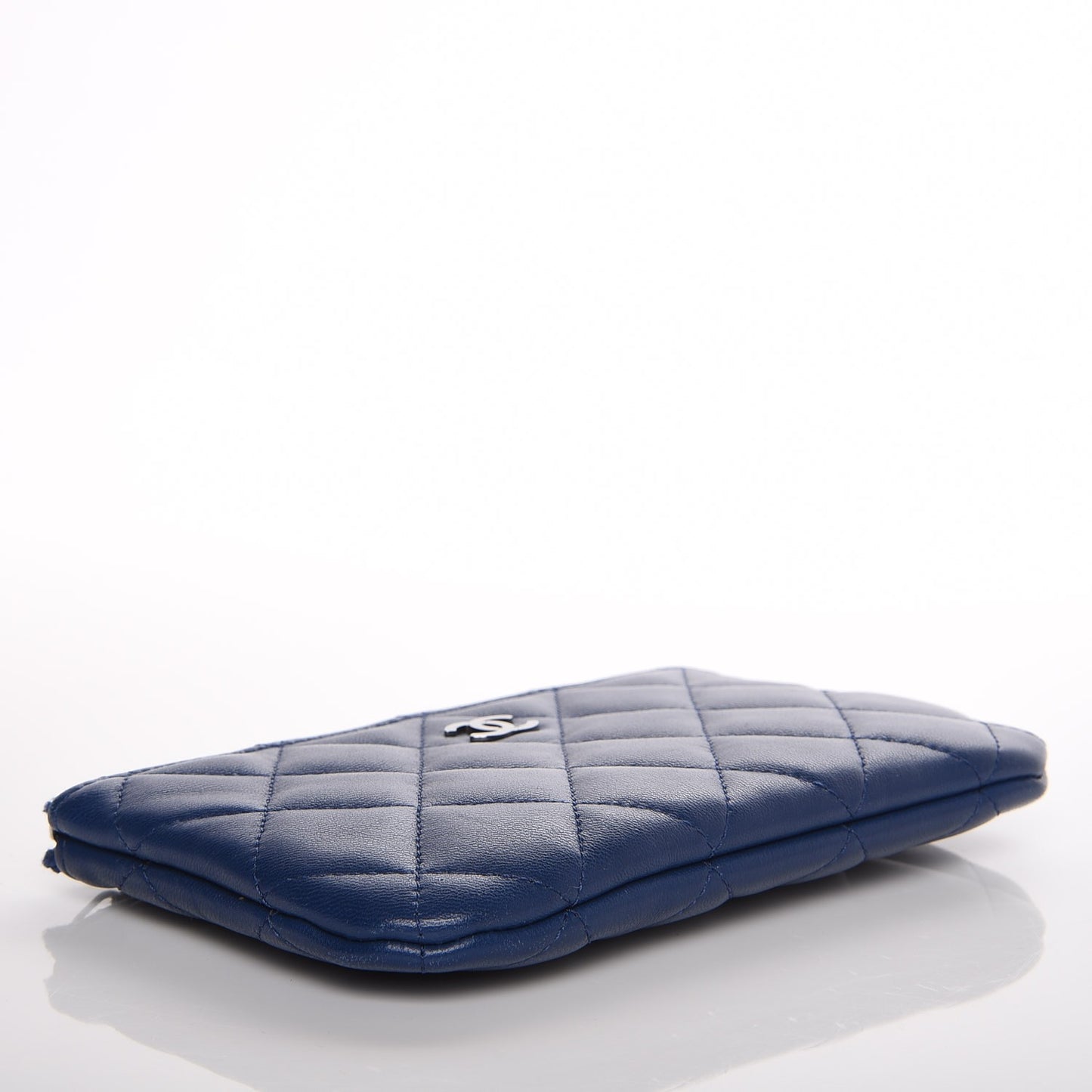 Lambskin Quilted Small Cosmetic Case Blue
