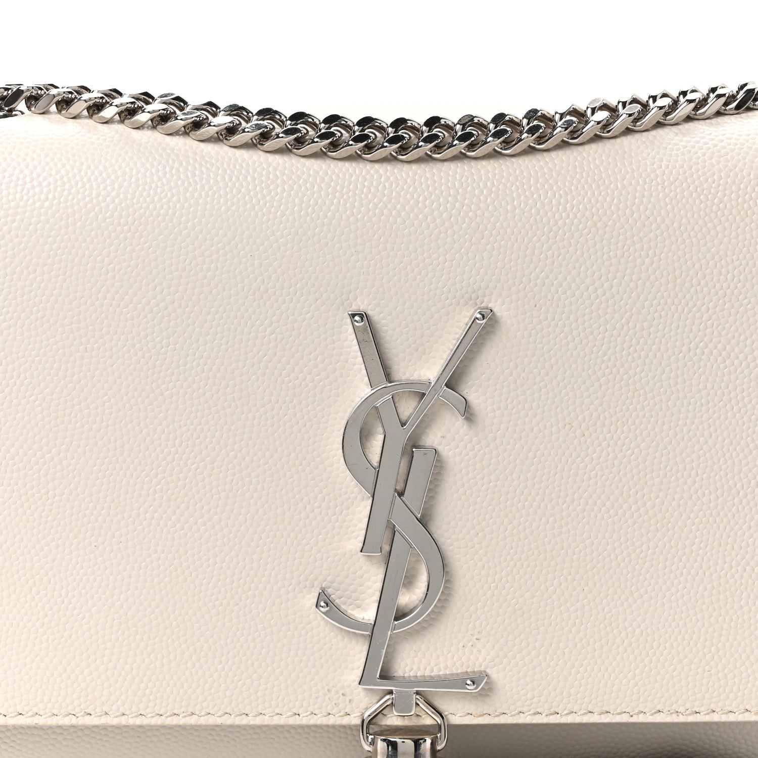 Saint Laurent Grain De Poudre Small Classic Monogram Kate Tassel Satchel Icy White 8 of 10