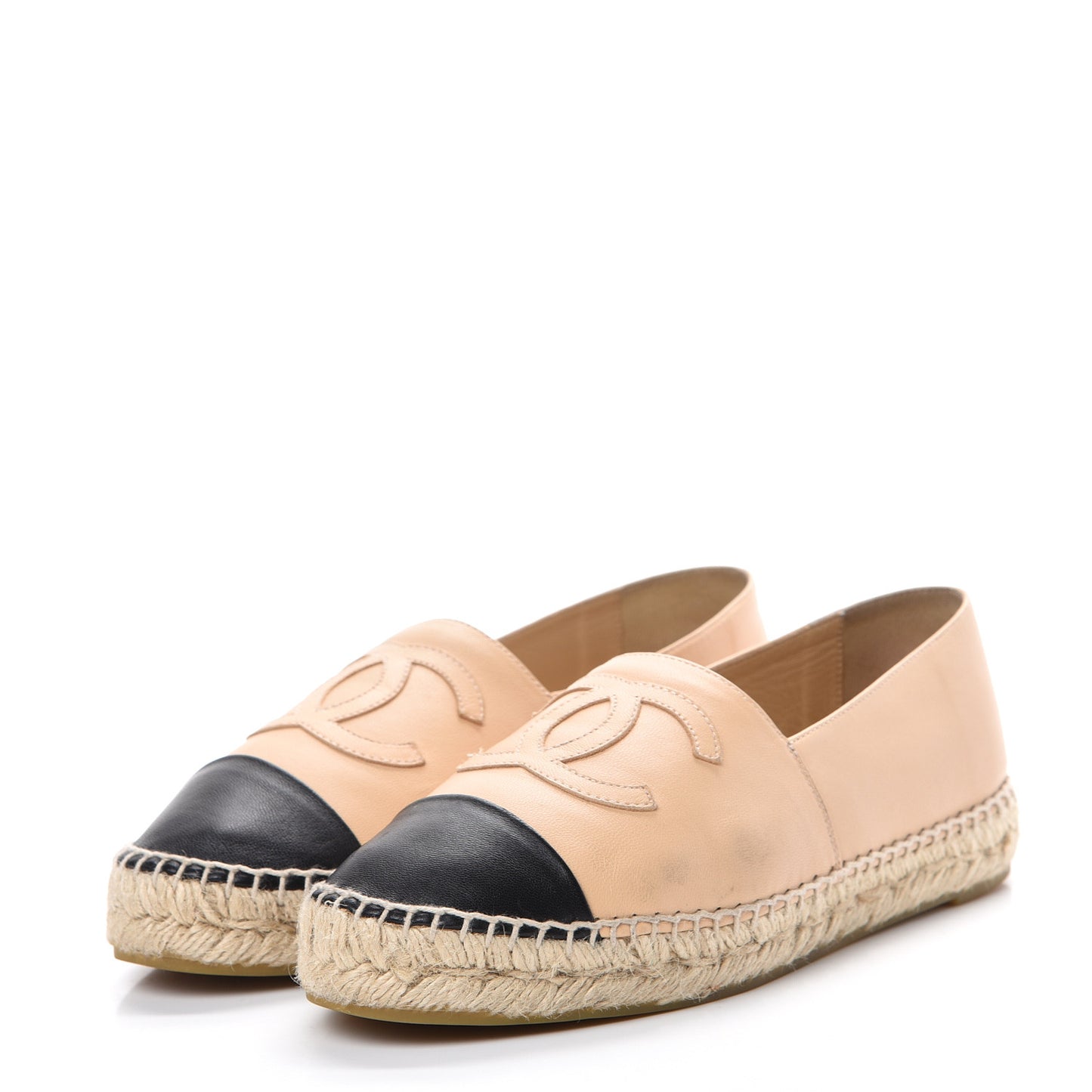 Lambskin CC Espadrilles 38 Beige Black