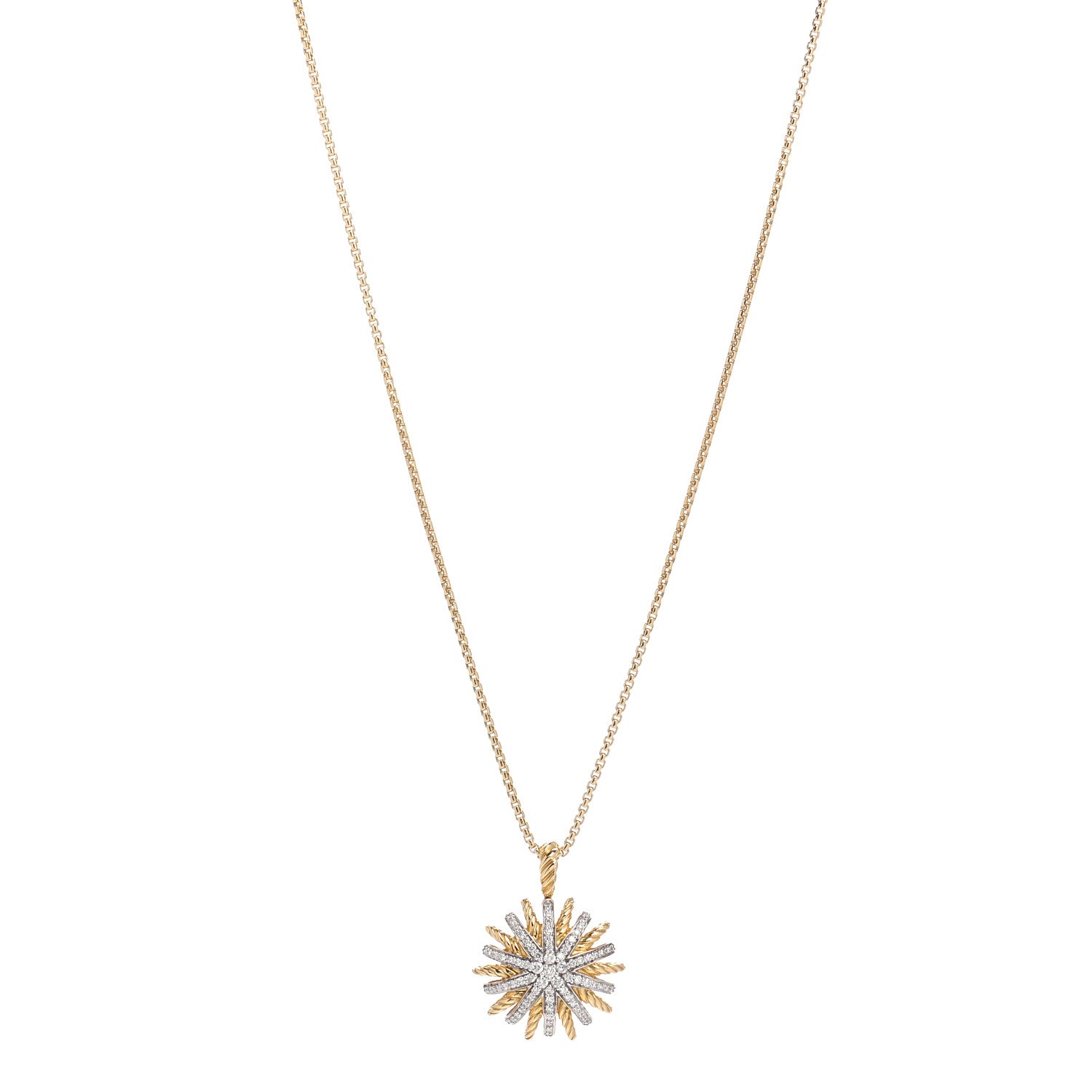 David Yurman 18K Yellow Gold Diamond Starburst Constellation Necklace 1 of 5