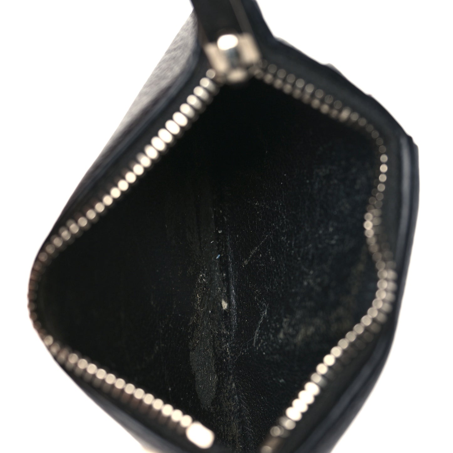 Grained Calfskin 5 Fragments Zip Pouch Card Holder Black