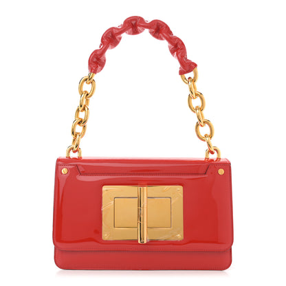 Tom Ford Patent Calfskin Maxi Chain Natalia Large Shoulder Bag Red 1 of 13