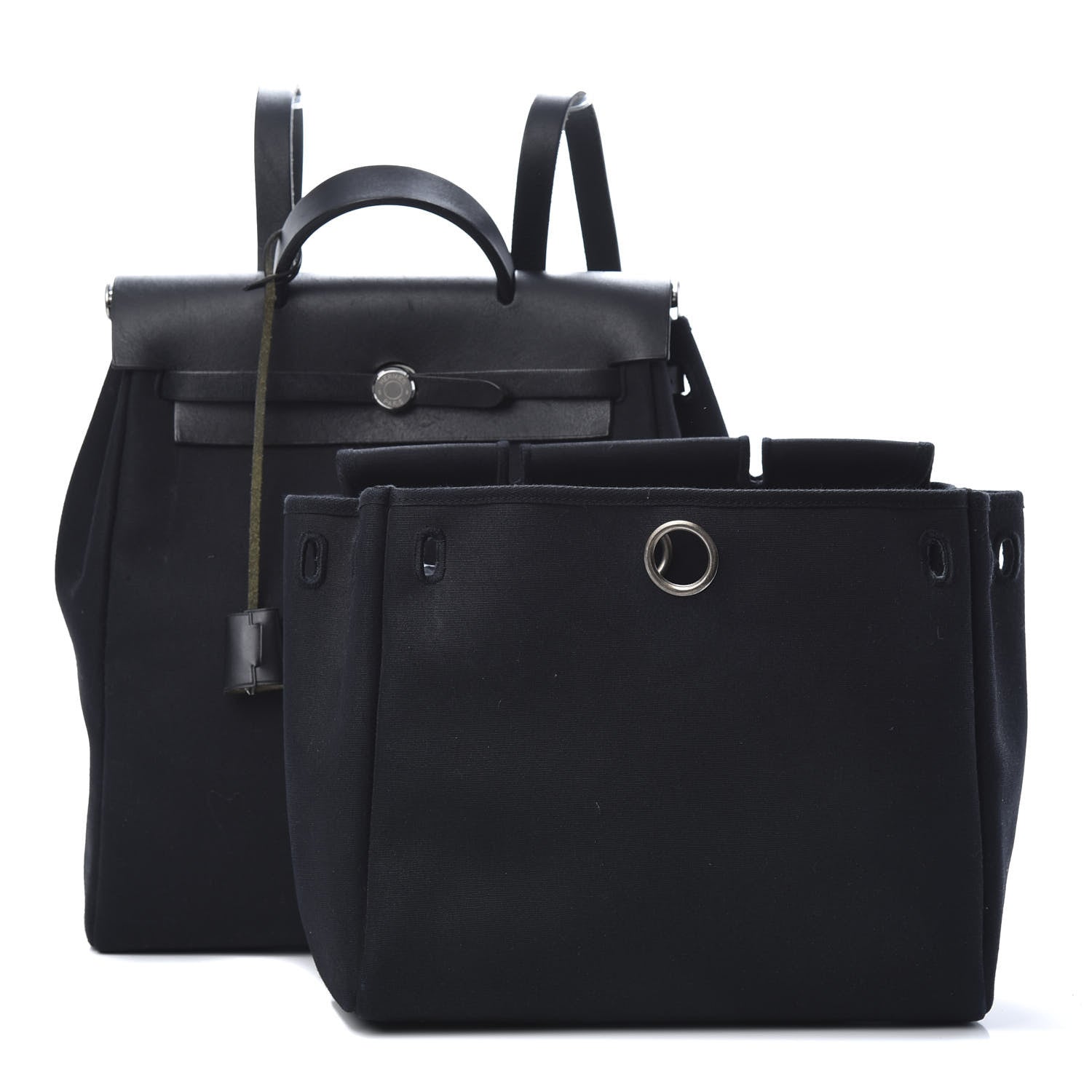 Hermes Toile Vache Calfskin Herbag 30 PM Backpack Black 1 of 15