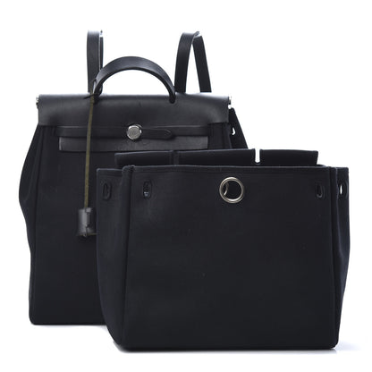 Hermes Toile Vache Calfskin Herbag 30 PM Backpack Black 1 of 15