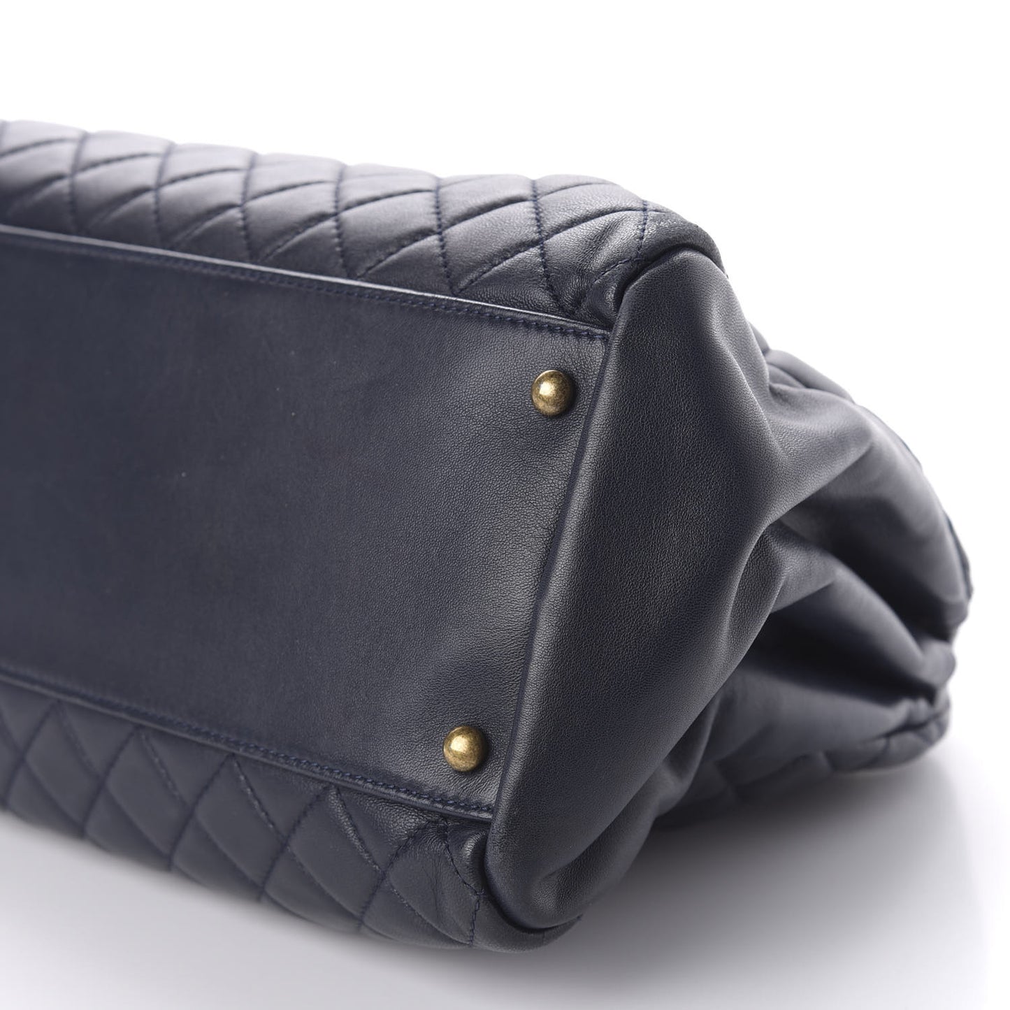 Lambskin Quilted Large Just Mademoiselle Bowling Bag Navy