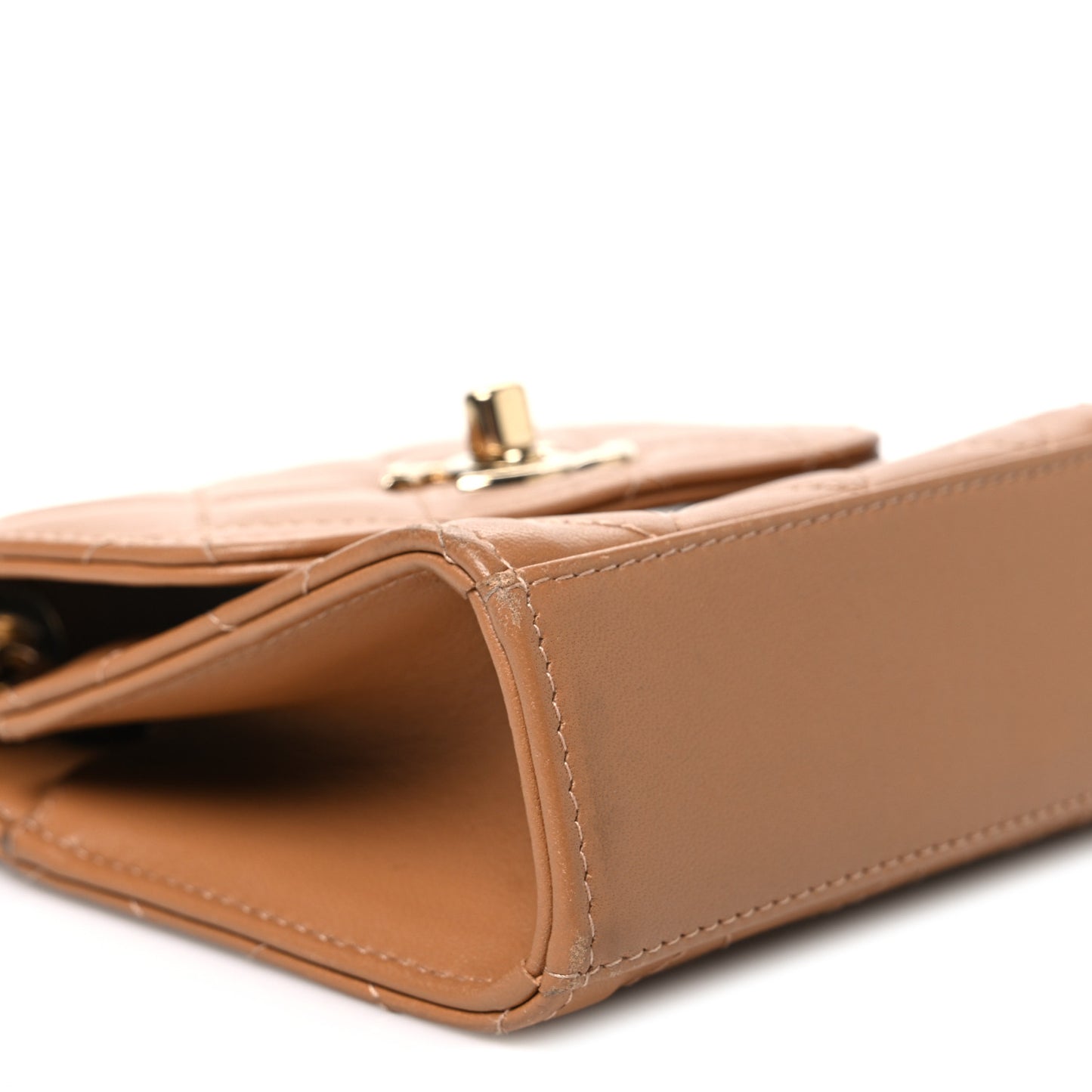 Lambskin Quilted Mini Trendy CC Clutch With Chain Brown