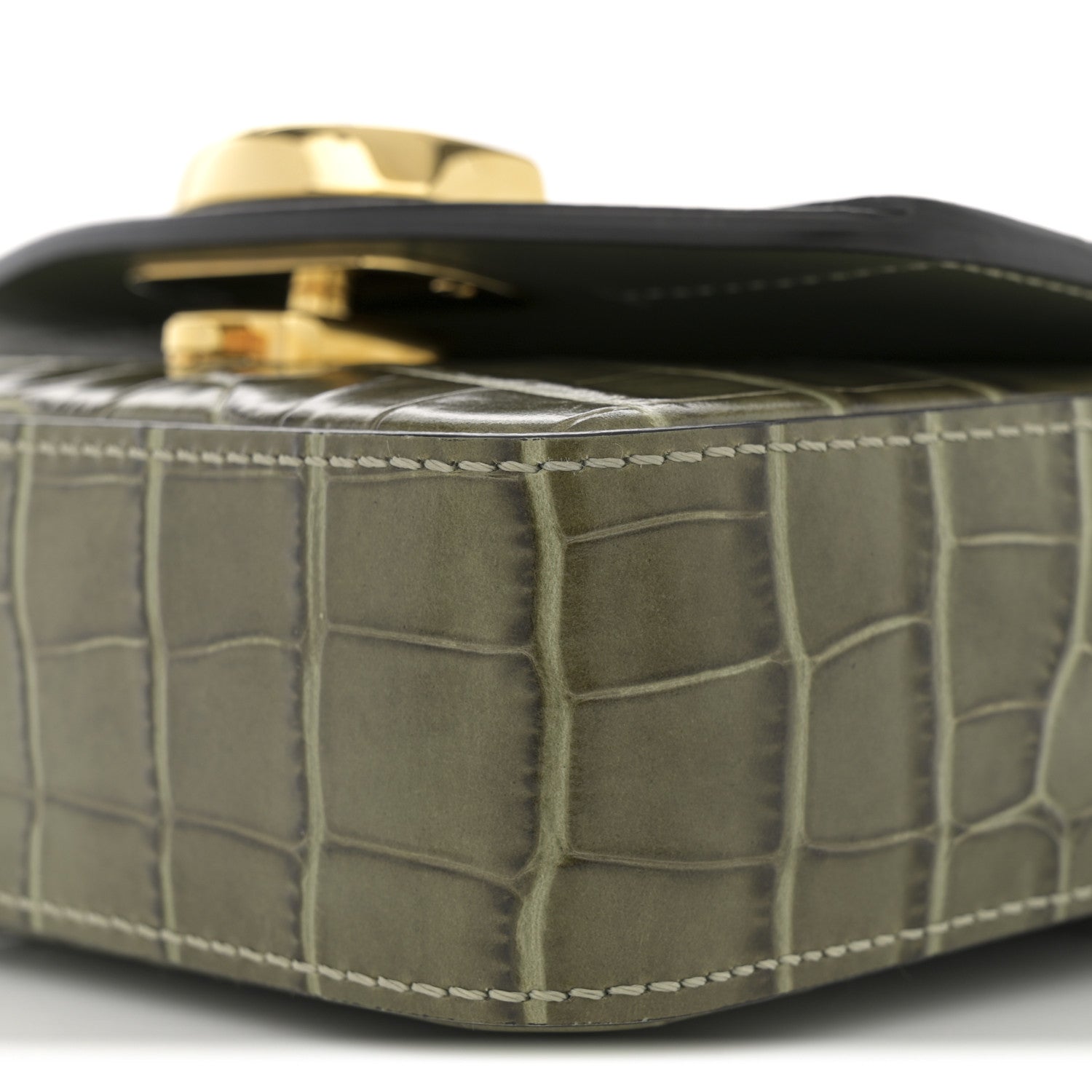 Chloe Calfskin Crocodile Embossed Mini C Double Carry Misty Forest 9 of 9