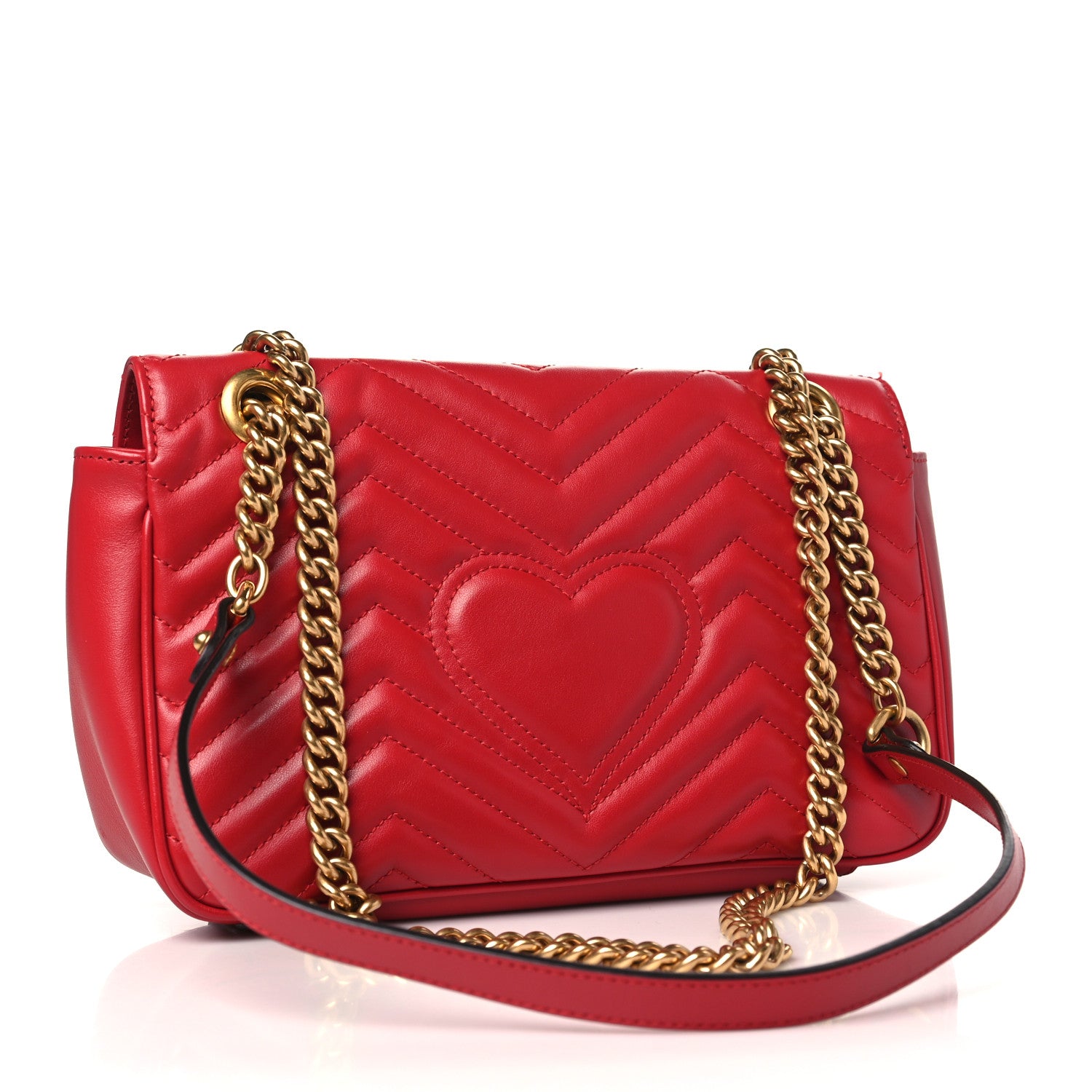 Gucci Calfskin Matelasse Small GG Marmont Shoulder Bag Hibiscus Red 3 of 10