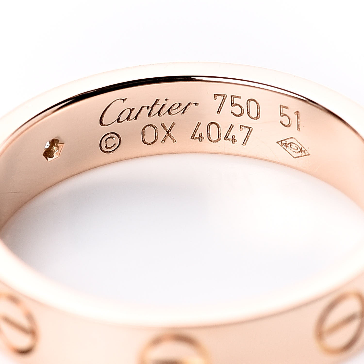 Cartier 18K Pink Gold Diamond 3.5mm LOVE Wedding Band Ring 51 5.75 3 of 5