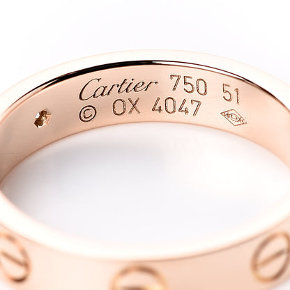 Cartier 18K Pink Gold Diamond 3.5mm LOVE Wedding Band Ring 51 5.75 3 of 5