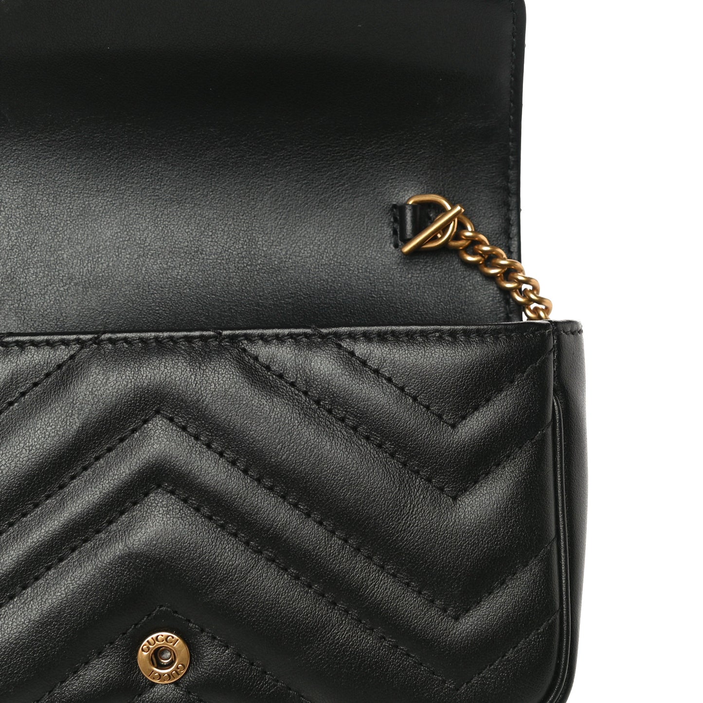 Calfskin Matelasse Super Mini GG Marmont Shoulder Bag Black