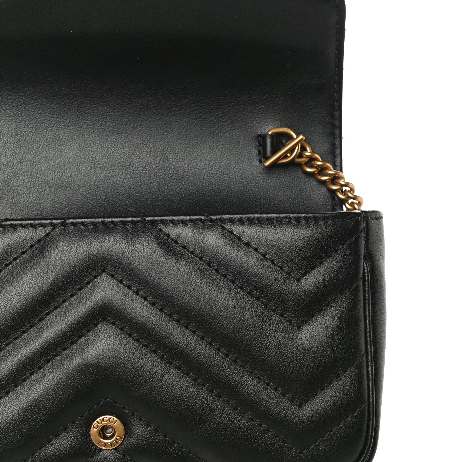 Gucci Calfskin Matelasse Super Mini GG Marmont Shoulder Bag Black 13 of 14