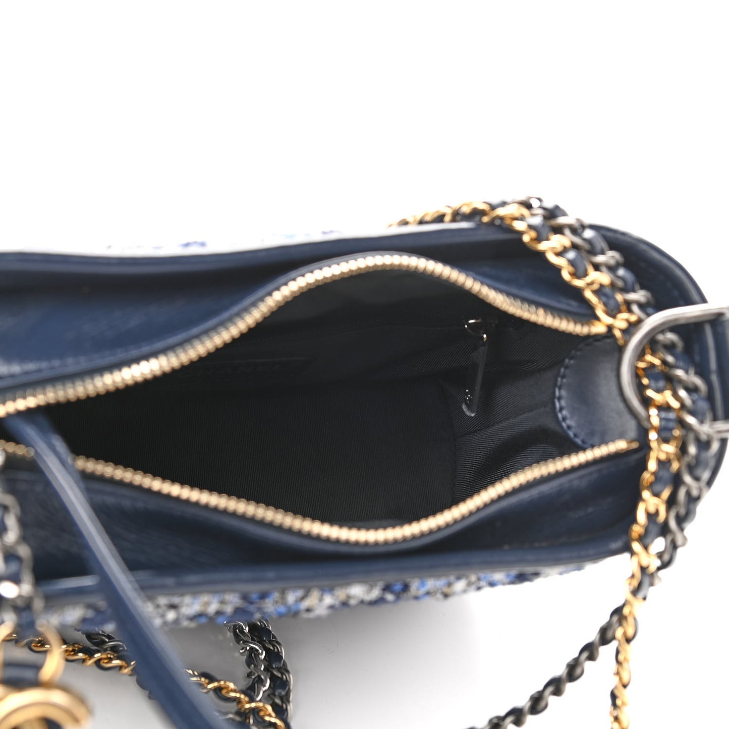 Tweed Calfskin Small Gabrielle Hobo Blue