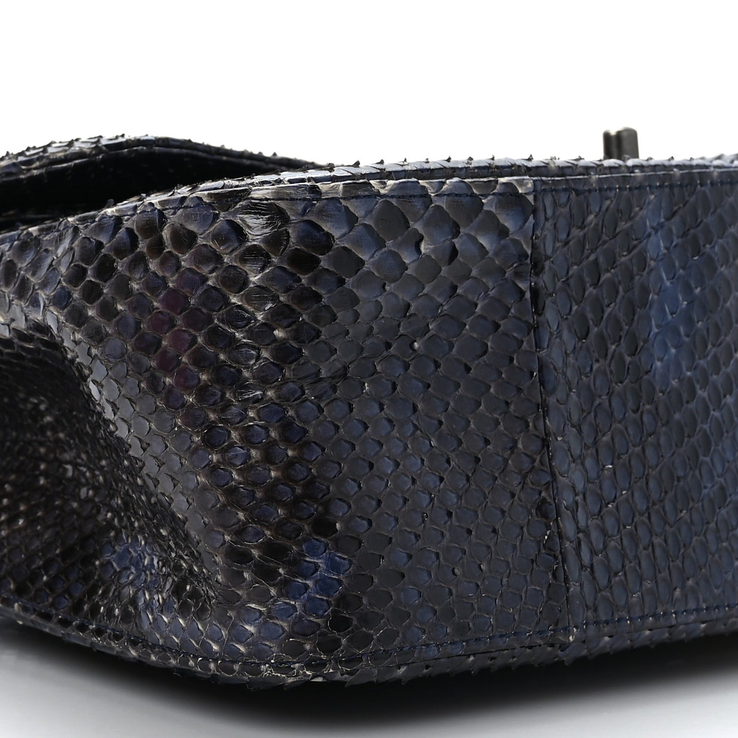 Metallic Snakeskin Jumbo Double Flap Blue