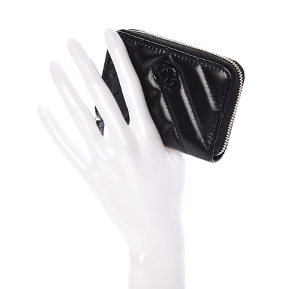 Chanel Shiny Lambskin Chevron Quilted Coin Purse So Black 2 of 8
